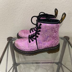 Dr. Martens Air Wair Girls 1460J Pink Patent Leather Lace Up Boots US Size 12
